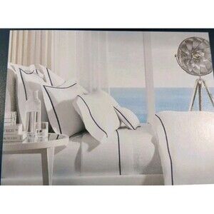 Ralph Lauren Palmer Percale   Organic Cotton Standard Pillowcases White Gray NEW